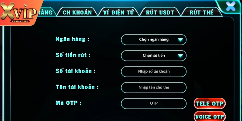 Nhập 4 thông tin nạp tiền vào biểu mẫu Xvip Nhập 4 thông tin nạp tiền vào biểu mẫu Xvip